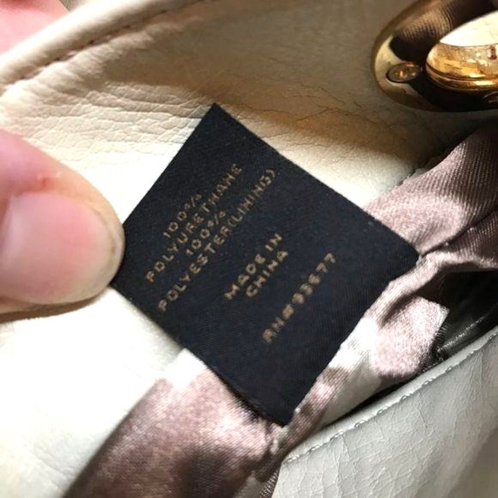 MONET Shoulder Bag Gold Hardware Cream Vegan Leather Beige Envelope Purse Size M - Picture 5 of 8